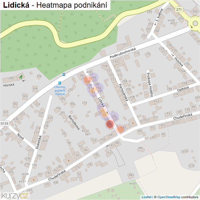 Mapa Lidická - Firmy v ulici.