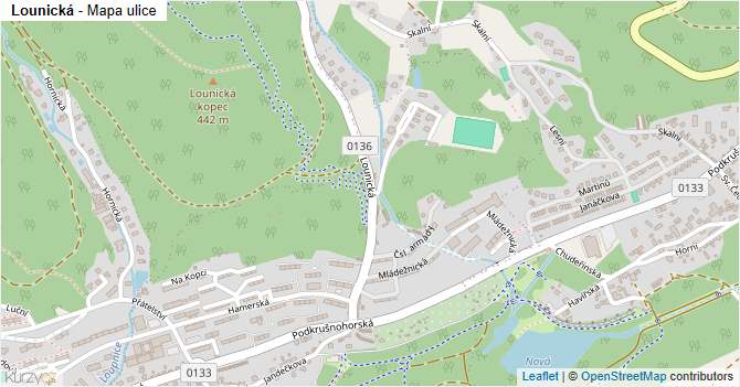 Lounická - mapa ulice