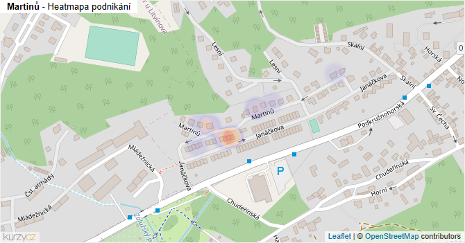 Martinů - mapa podnikání