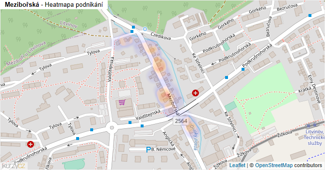 Mezibořská - mapa podnikání