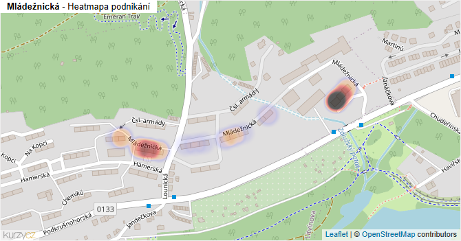 Mládežnická - mapa podnikání