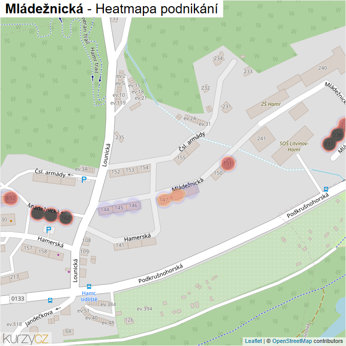 Mapa Mládežnická - Firmy v ulici.