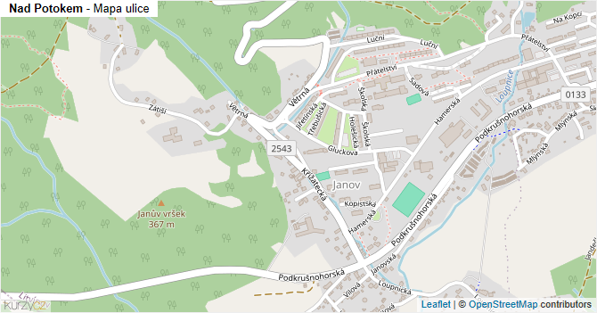 Nad Potokem - mapa ulice