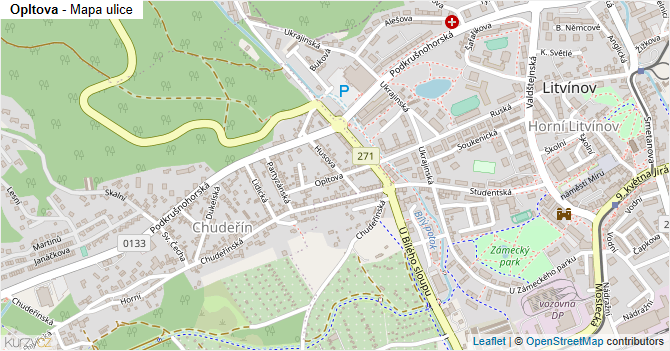 Opltova - mapa ulice