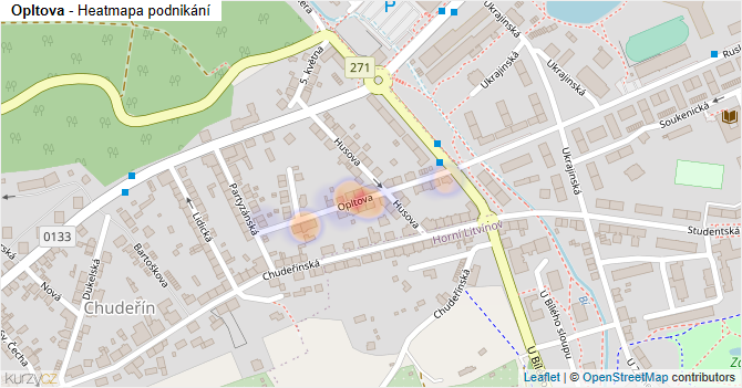 Opltova - mapa podnikání