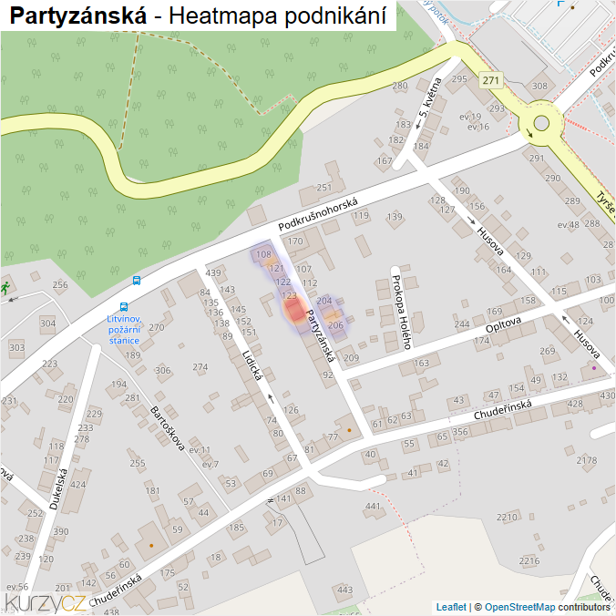 Mapa Partyzánská - Firmy v ulici.