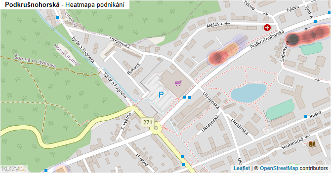Podkrušnohorská - mapa podnikání