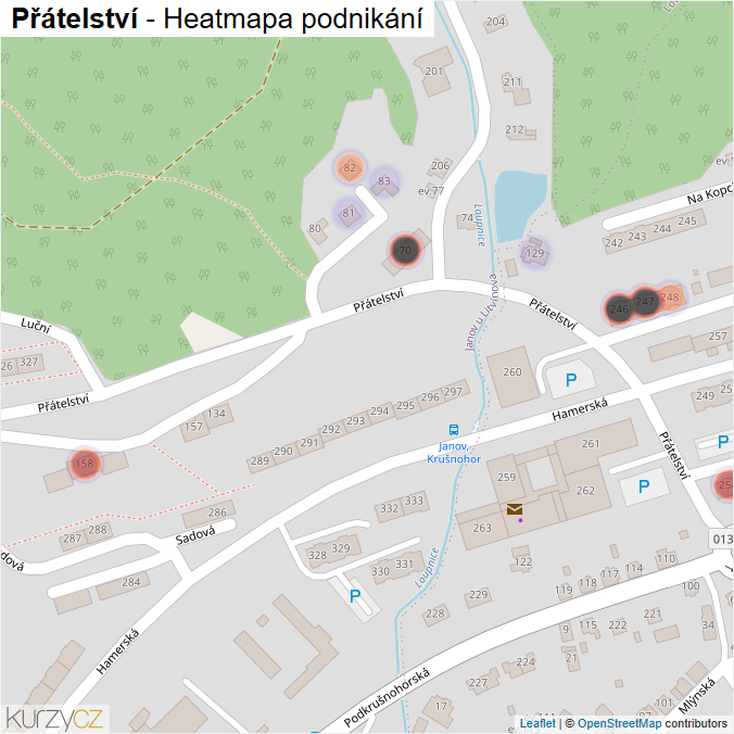 Mapa Přátelství - Firmy v ulici.