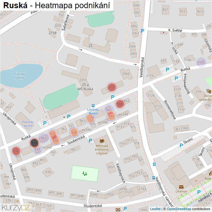Mapa Ruská - Firmy v ulici.