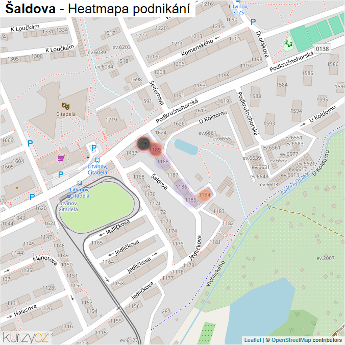 Mapa Šaldova - Firmy v ulici.