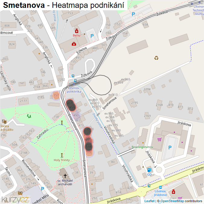 Mapa Smetanova - Firmy v ulici.