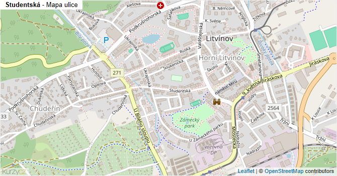 Studentská - mapa ulice