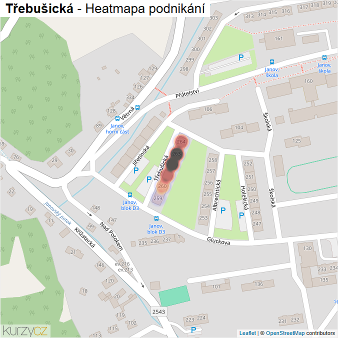 Mapa Třebušická - Firmy v ulici.