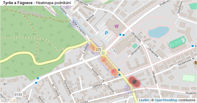 Tyrše a Fügnera - mapa podnikání