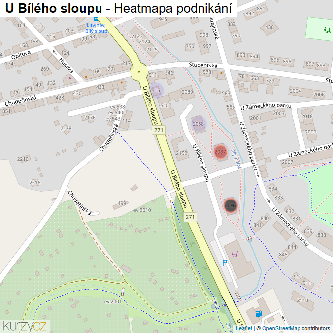 Mapa U Bílého sloupu - Firmy v ulici.