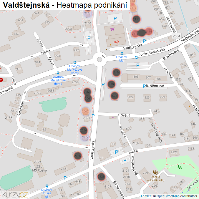 Mapa Valdštejnská - Firmy v ulici.