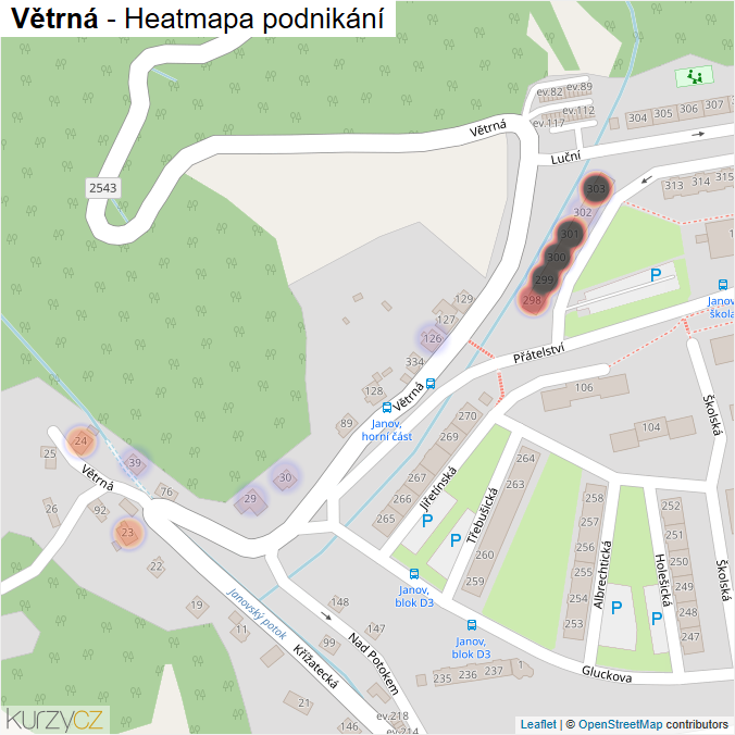 Mapa Větrná - Firmy v ulici.