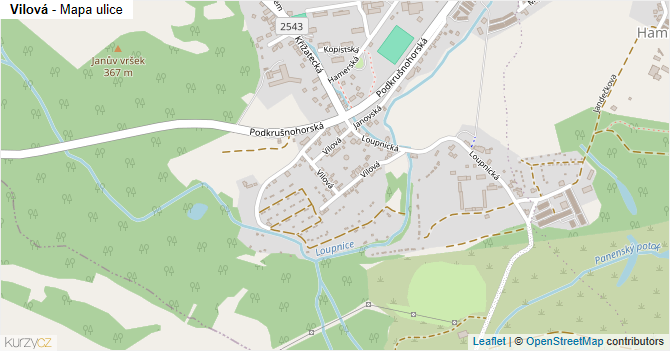 Vilová - mapa ulice