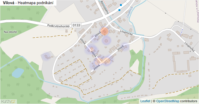 Vilová - mapa podnikání