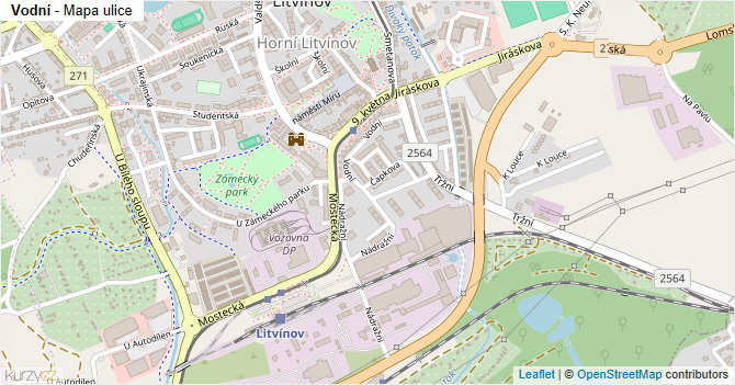Vodní - mapa ulice