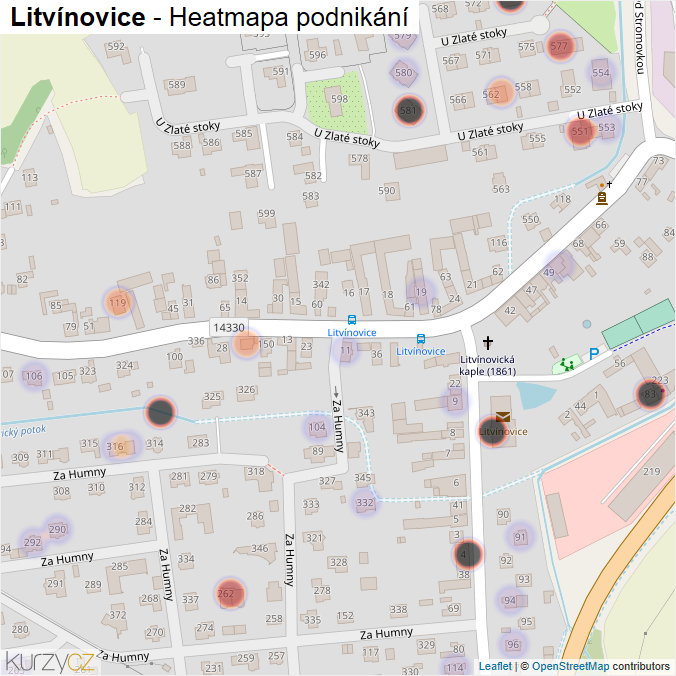 Mapa Litvínovice - Firmy v obci.