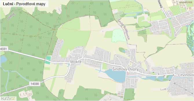 Luční - záplavové mapy stoleté vody