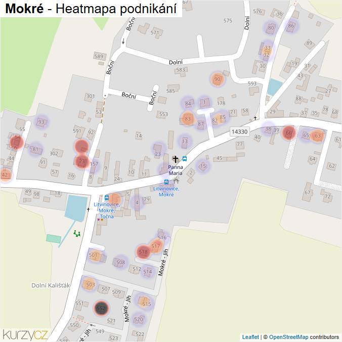 Mapa Mokré - Firmy v části obce.
