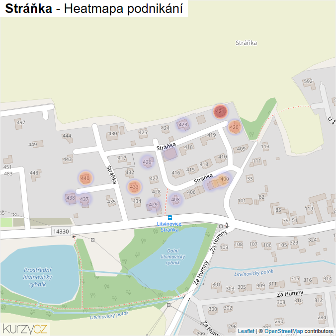 Mapa Stráňka - Firmy v ulici.