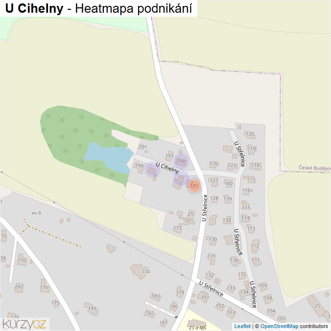 Mapa U Cihelny - Firmy v ulici.