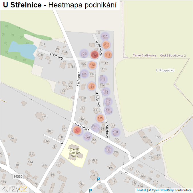 Mapa U Střelnice - Firmy v ulici.