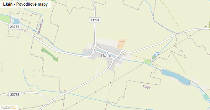 Lkáň - záplavové mapy stoleté vody