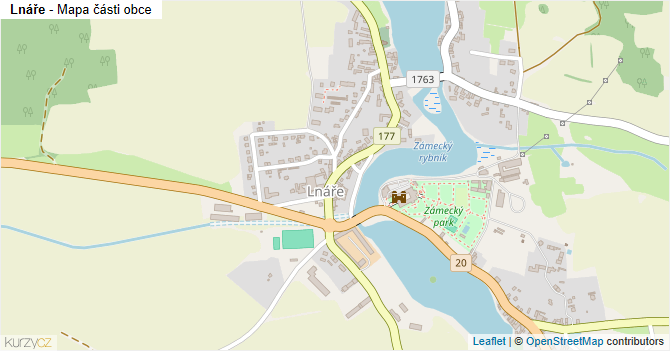 Lnáře - mapa části obce
