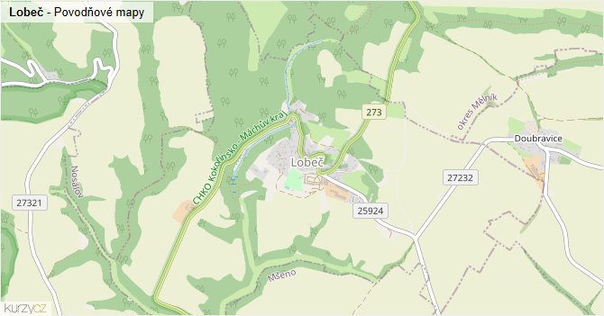 Lobeč - záplavové mapy stoleté vody
