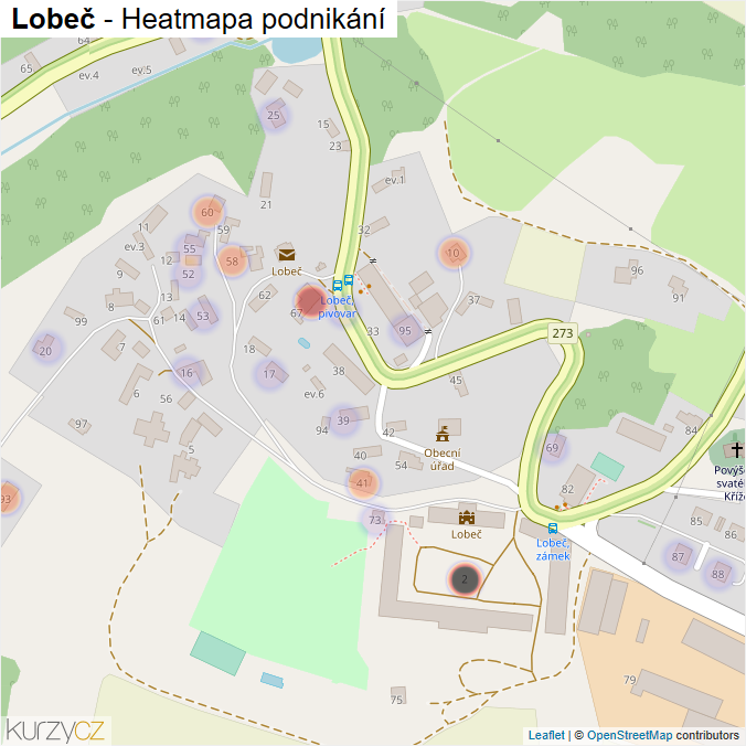 Mapa Lobeč - Firmy v části obce.