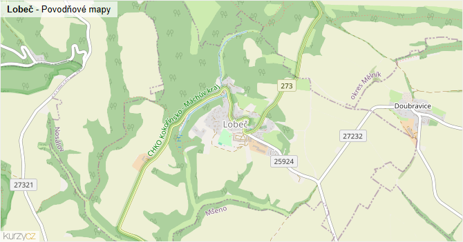 Lobeč - záplavové mapy stoleté vody