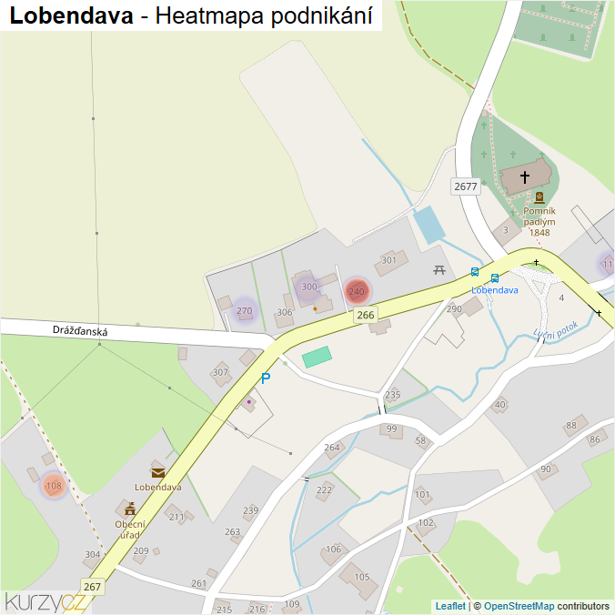 Mapa Lobendava - Firmy v části obce.