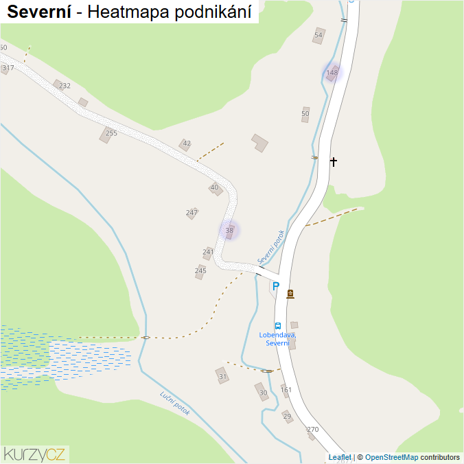 Mapa Severní - Firmy v části obce.