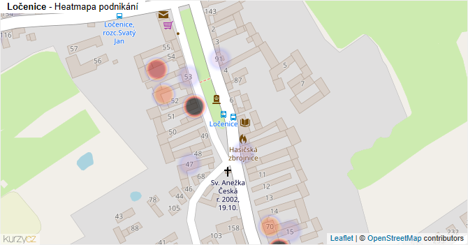 Ločenice - mapa podnikání