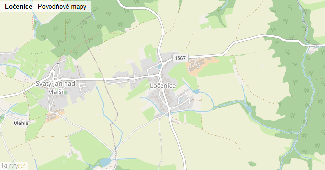 Ločenice - záplavové mapy stoleté vody