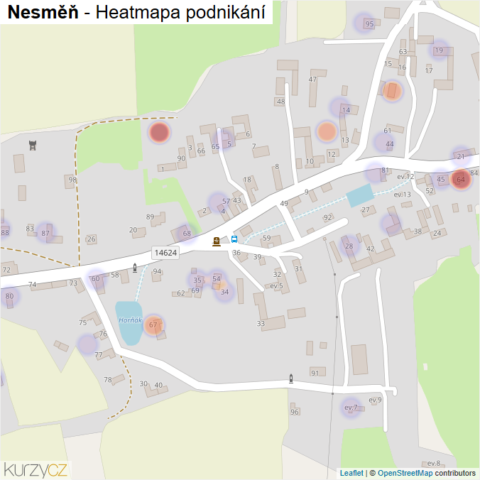Mapa Nesměň - Firmy v části obce.