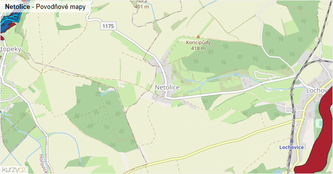 Netolice - záplavové mapy stoleté vody