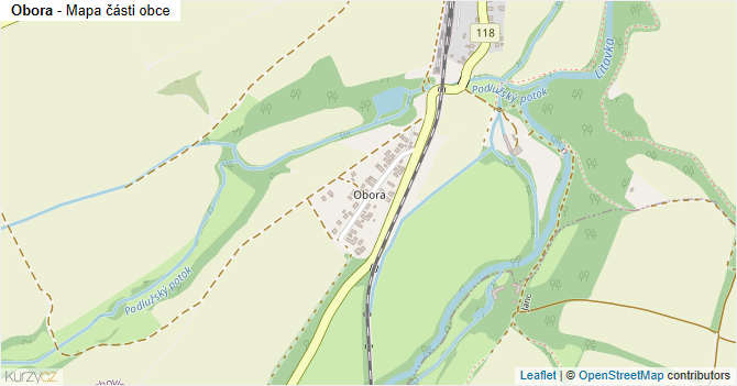Obora - mapa části obce