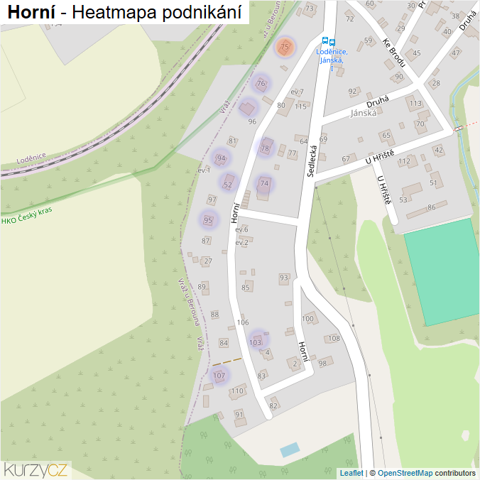 Mapa Horní - Firmy v ulici.