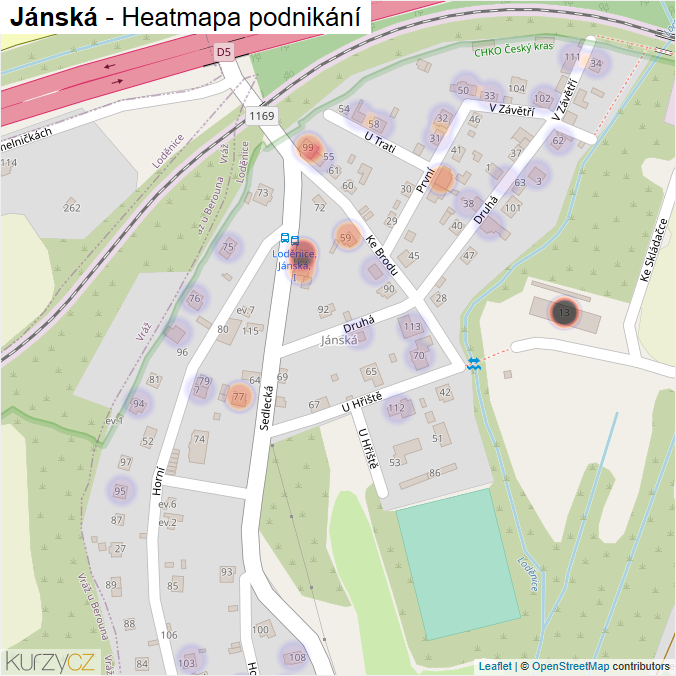Mapa Jánská - Firmy v části obce.