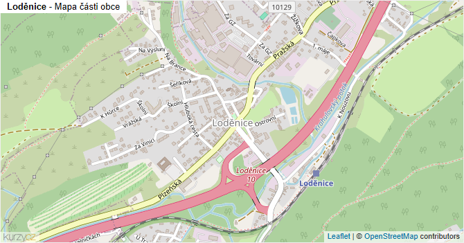 Loděnice - mapa části obce