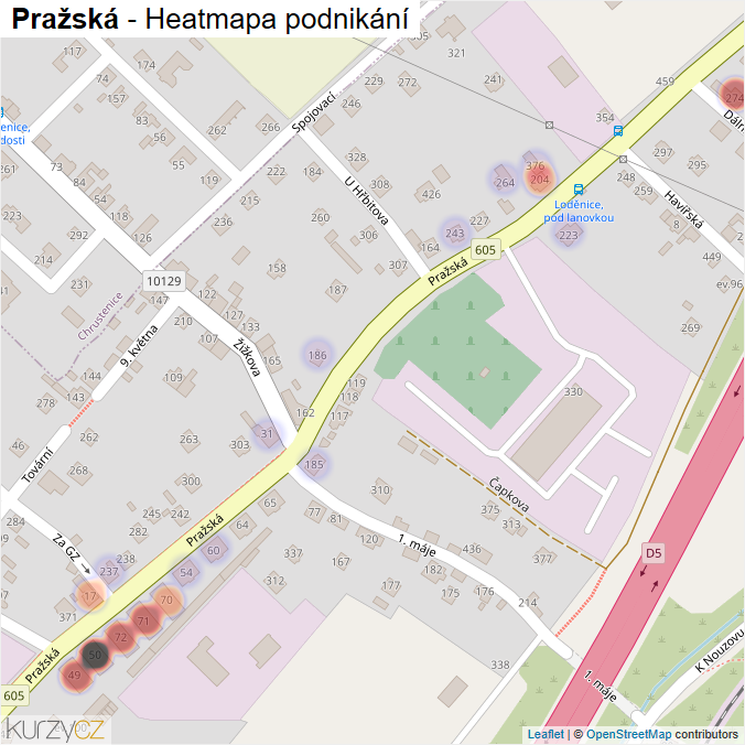 Mapa Pražská - Firmy v ulici.