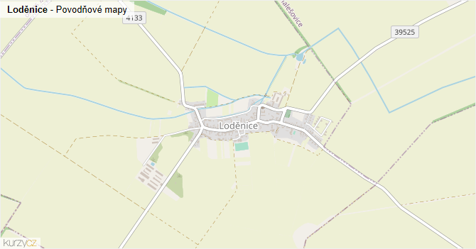 Loděnice - záplavové mapy stoleté vody