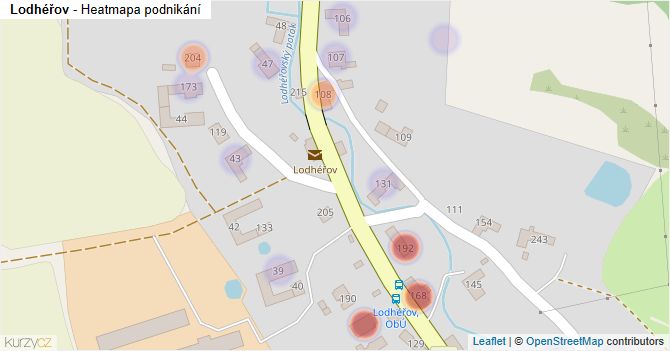 Lodhéřov - mapa podnikání