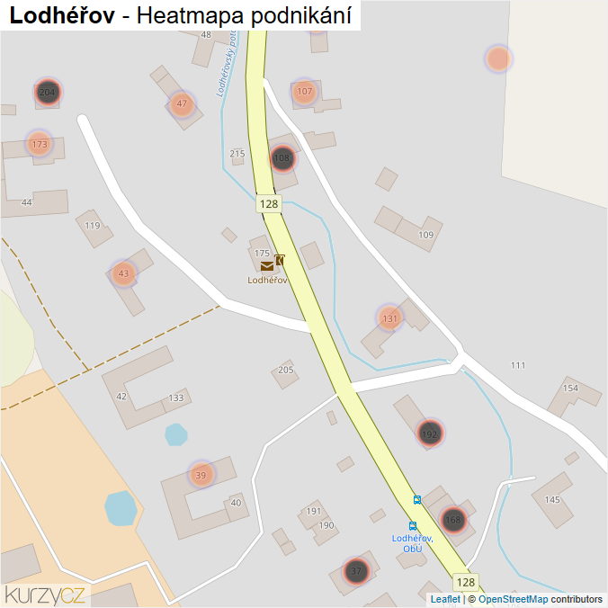 Mapa Lodhéřov - Firmy v obci.