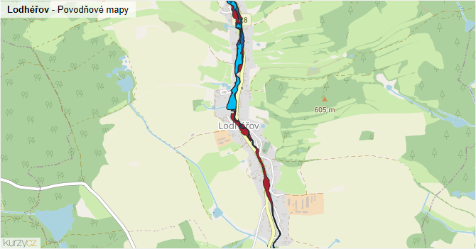 Lodhéřov - záplavové mapy stoleté vody